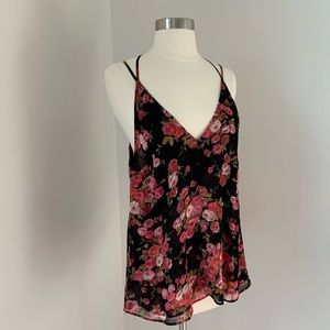 Reformation Boa Tank in Black/Pink Floral Print